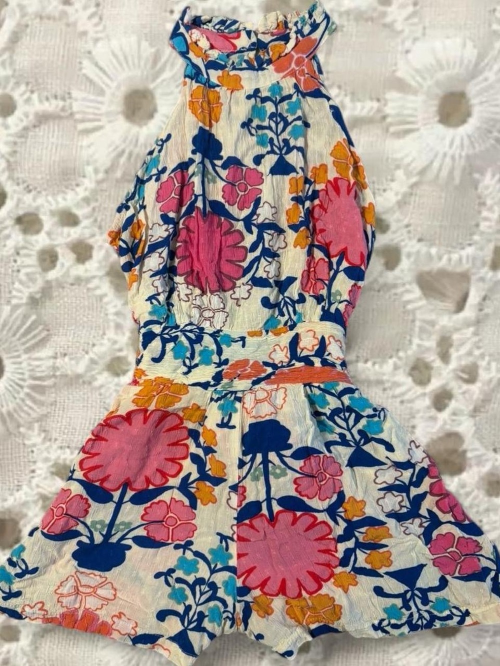 Flower Halter Romper with Tie in the back